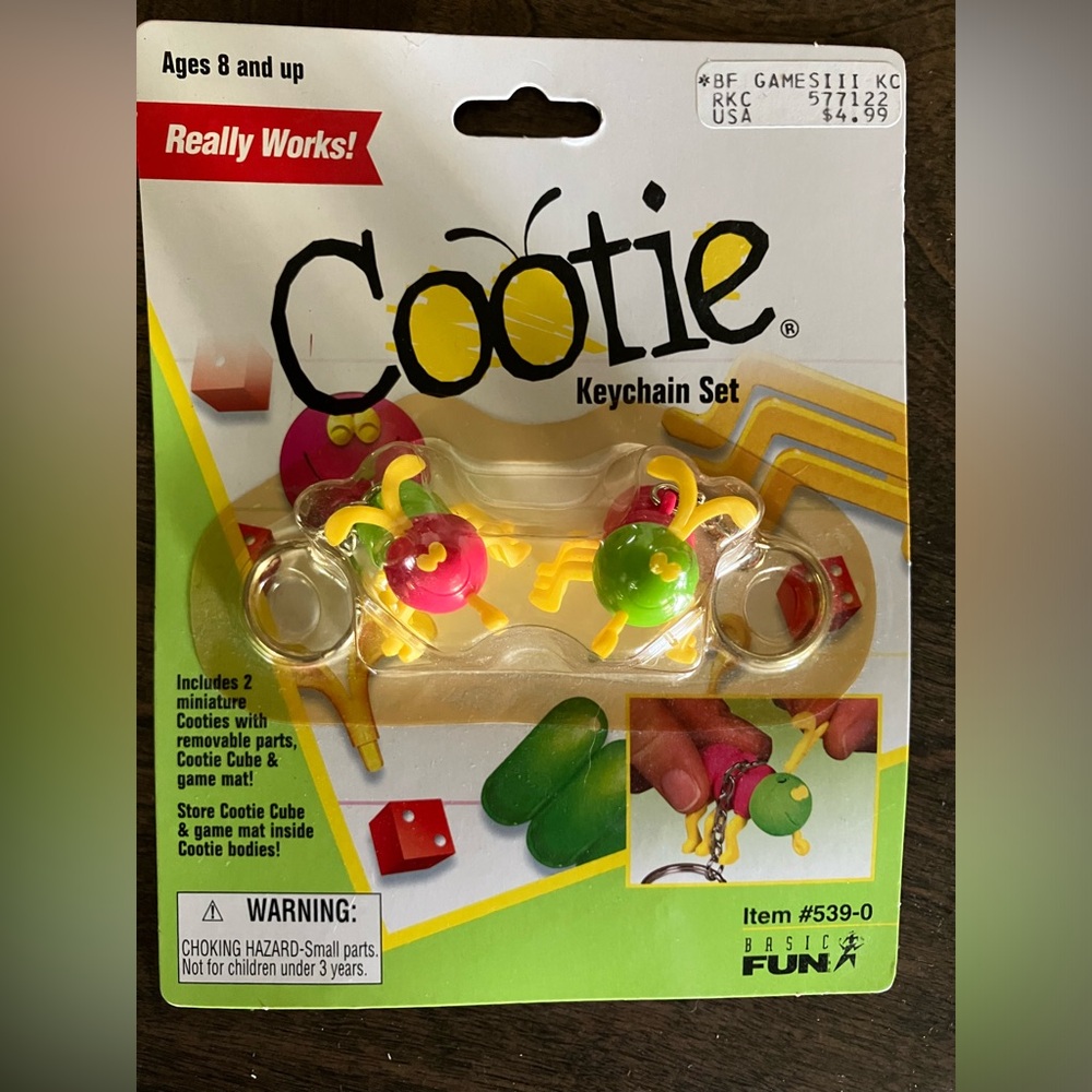 Vintage Basic Fun Cootie Game Keychain Set 1999 Item #539-0
